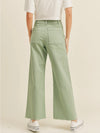 Straight Wide Leg Denim Pants in Matcha