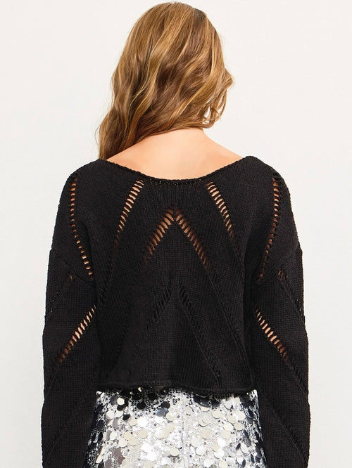 Distressed Cut-Off Knit Top in Washed Black