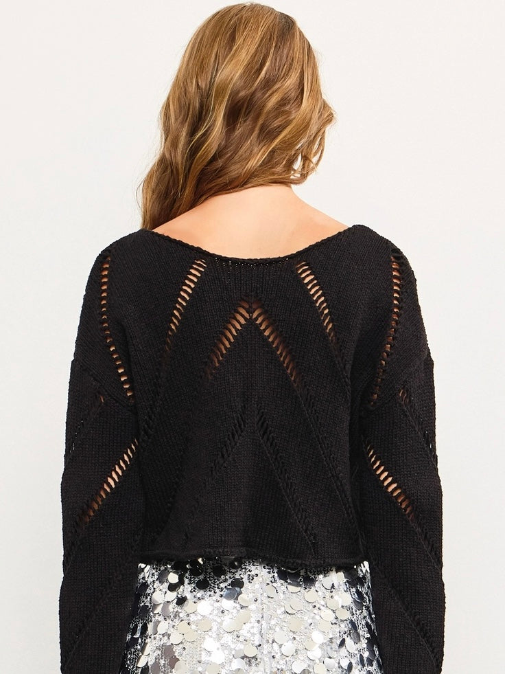 Distressed Cut-Off Knit Top in Washed Black