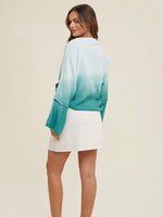 Ombre Self Tie Cardigan in Sky Green