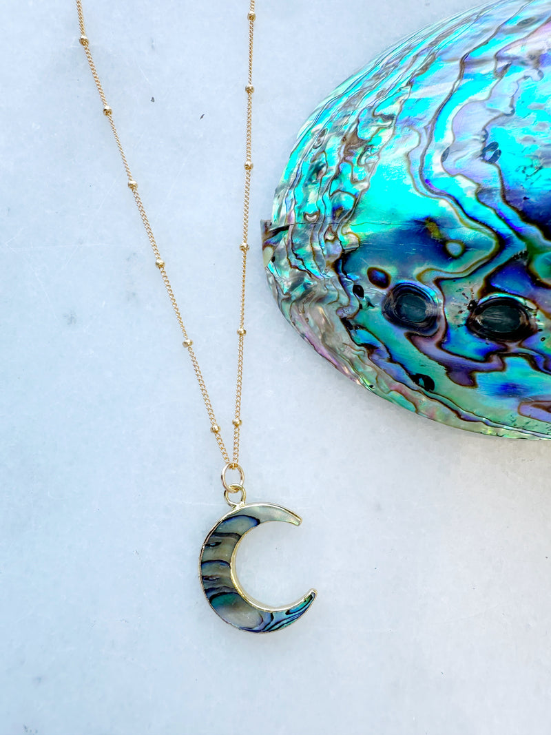 Abalone Waxing Moon Necklace