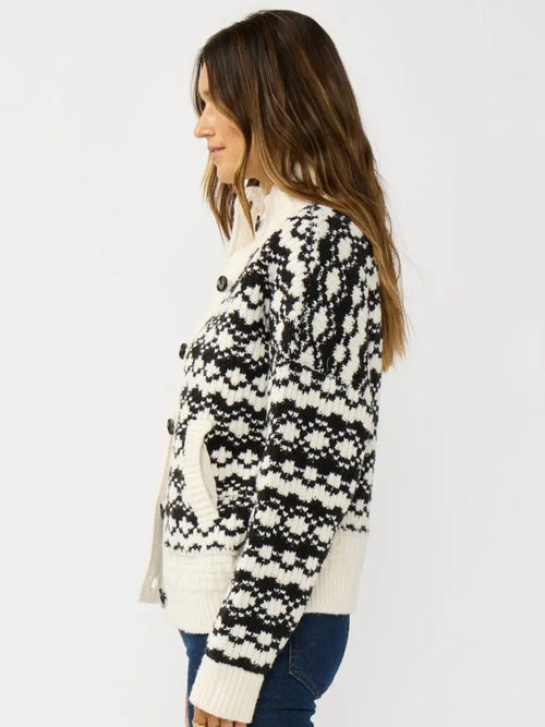 Geo Pattern Button Down Sweater