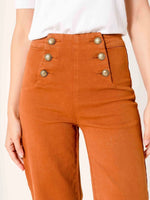 Victorine 6 Buttons Wide Leg Jean in Camel