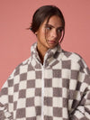 Grey Checkered Fleece Jacket