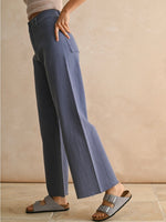 Straight Wide Leg Denim Pants in Dusty Blue