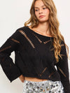 Distressed Cut-Off Knit Top in Washed Black