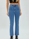 Mia Medium Wash Front Pocket Crop Flare