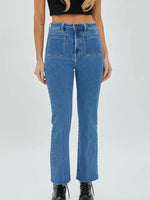 Mia Medium Wash Front Pocket Crop Flare