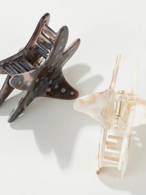 Hand-painted Calacatta Starfish Hair Clip
