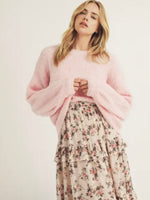 Pink Fuzzy Knit Pullover Sweater