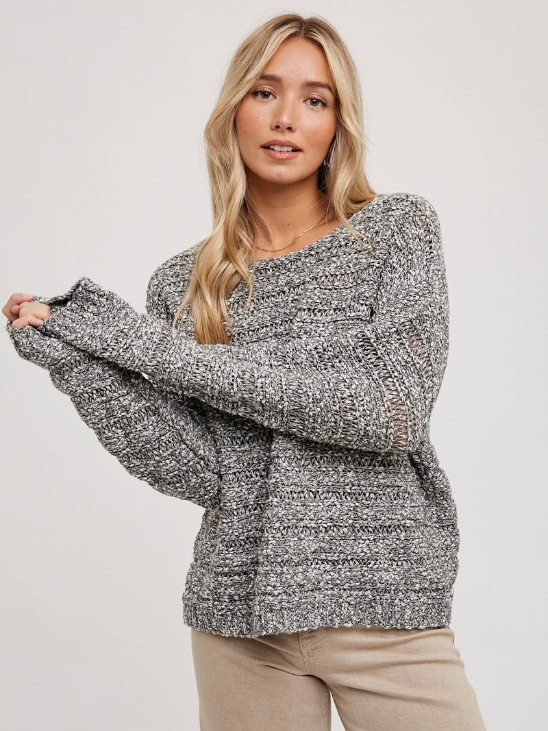 Charcoal Sweater Knit Pullover