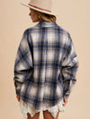 Oversized Ruby Plaid Jacket in Navy