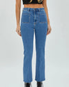 Mia Medium Wash Front Pocket Crop Flare