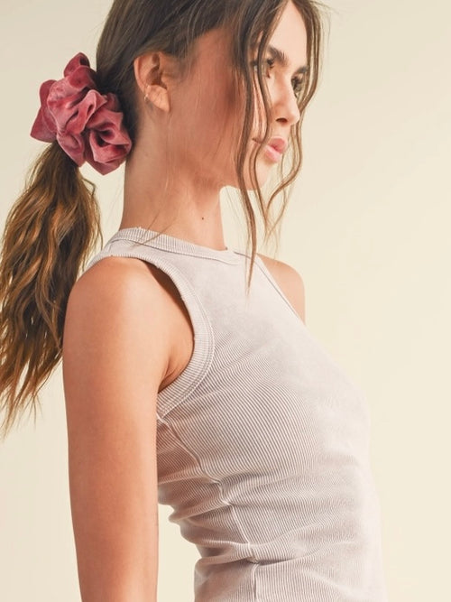 Distressed Sleeveless Top in Pale Pink