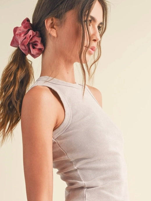 Distressed Sleeveless Top in Pale Pink