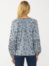 Blue Floral Blouse with Puff Sleeve