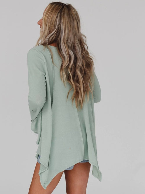 Golden Hour Long Bell Sleeve Top in Sage