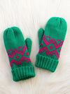 Green & Speckled Patterned Mittens