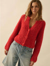 Ophelia Button Front Cardigan Sweater in Red