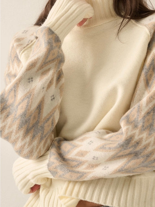 Geo Detail Turtleneck Sweater