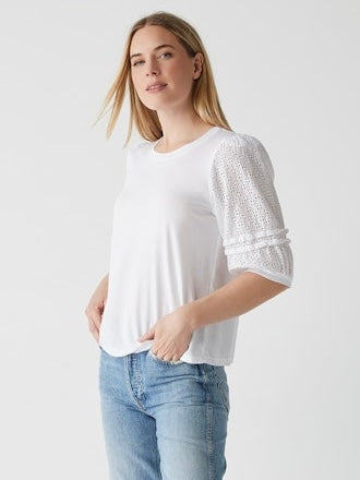 Jenny Eyelet Flutter Shirt