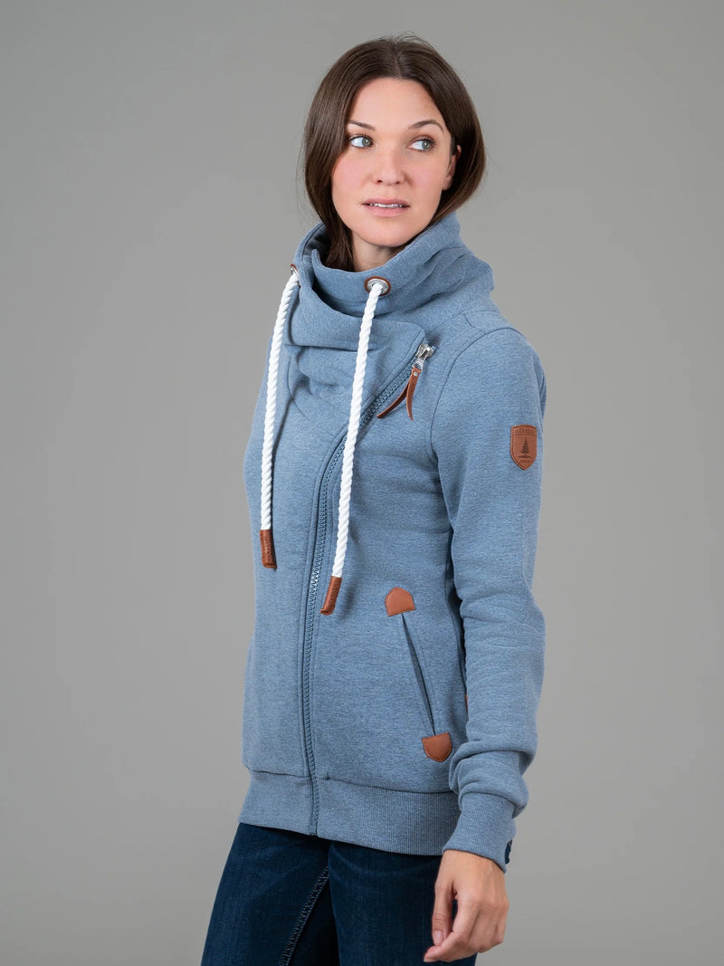 Hestia Full Zip Sweatshirt in Heather Blue