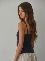 Solid Cami with Front Ruching in Navy