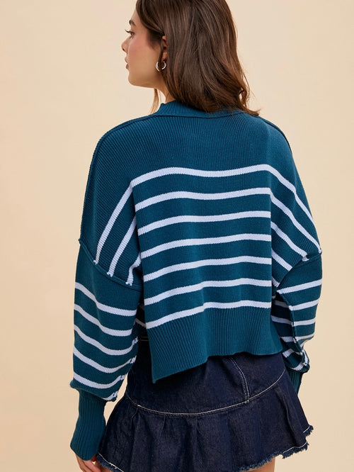 Everglades Striped Mock Neck Sweater