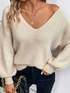 11/28 V-Neck Plain Knit Sweater with Back Tie
