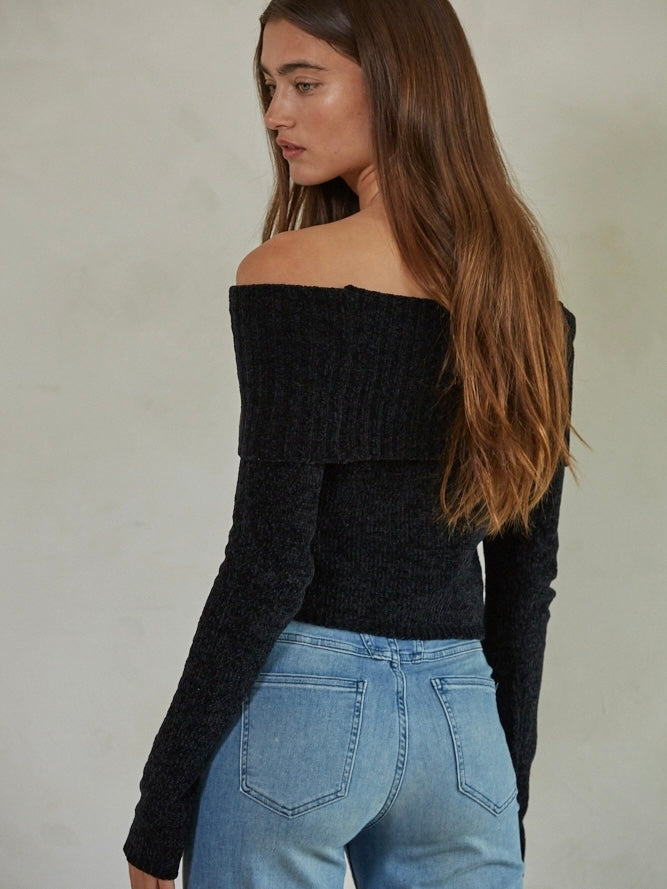 Black off the shoulder Knit Sweater