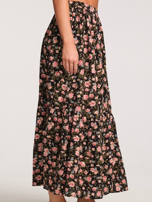 Floral Maxi Skirt in Black