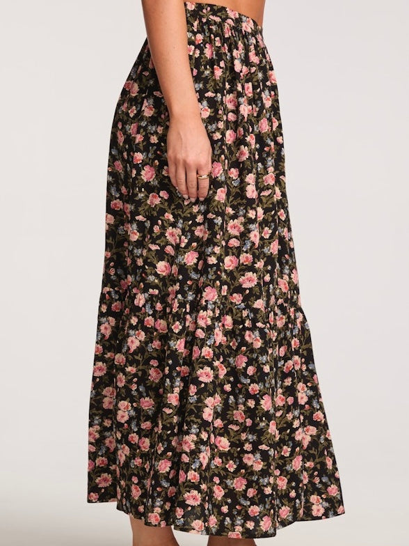 Floral Maxi Skirt in Black