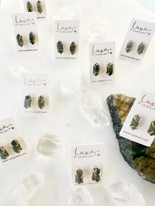 Labradorite Hexa Stud