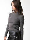 Ribbed Mockneck Long Sleeve in Dark Grey