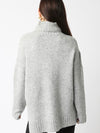 Fuzzy Turtleneck Oversized Sweater in Light Grey