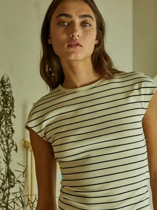 Striped Round Neck Jersey Open Back