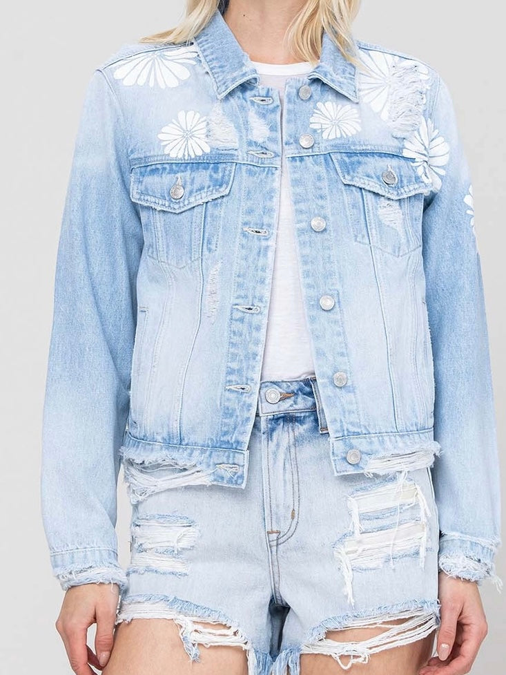 Daisy Distressed Denim Jacket