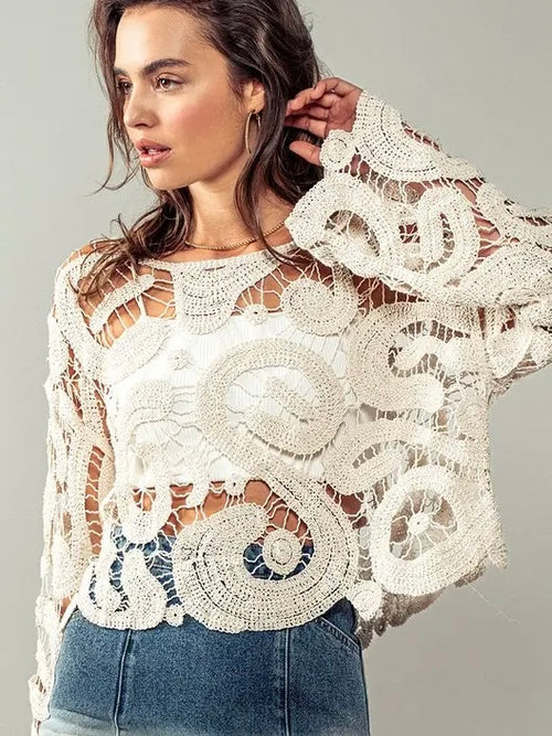 Bohemian Lace Crochet Sweater