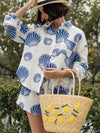 Seaside Blue Shell Button Down