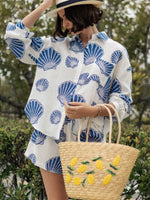 Seaside Blue Shell Button Down