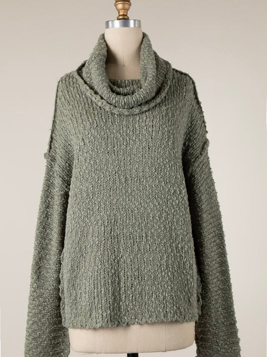 Sage Swoop Neck Soft Knit Sweater