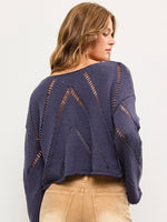 Distressed Cut-Off Knit Top in Indigo