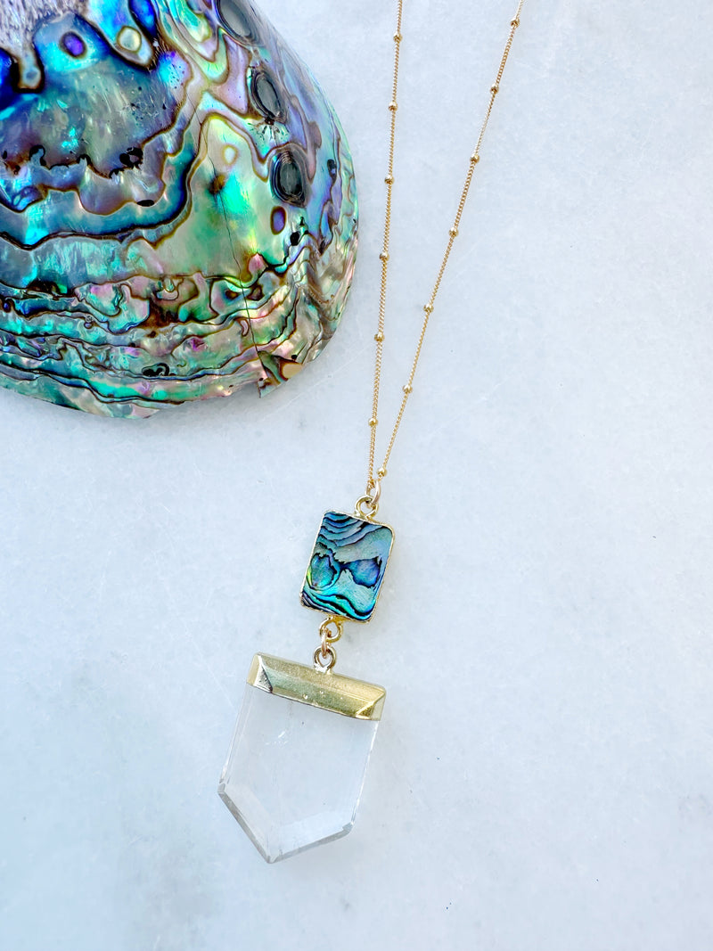 Clear Quartz & Abalone Ceia Necklace