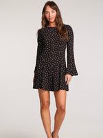 Bow Long Sleeve Dress in Black