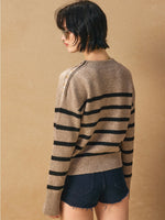 Janessa Side Button Stripe Sweater in Mocha