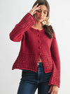 Crimson Detail Crochet Cardigan
