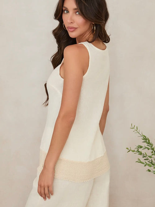 Mesh Linen White Top