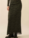 Flocked Leopard Mesh Straight Maxi Skirt