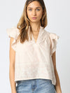 Nyla Blush Ruffle Sleeve Blouse