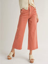Washed Cotton Detailed Button Pants in Ginger